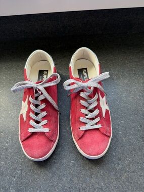 Golden Goose Women’s Red Suede Sneakers